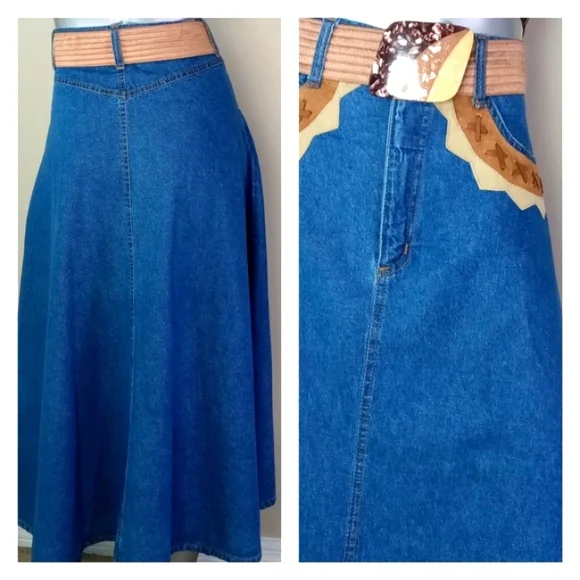 "WESTERN CHIC" VintAge Denim Two-PiEcE Skirt Set - Picture 14 of 15